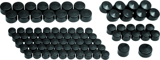Kuryakyn Kool Kaps engine kit for Milwaukee-8 in glossy black, includes covers and hardware for motorcycle engine upgrade