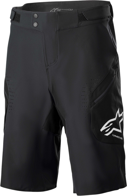 Alpinestars Alps 8.0 V2 black motorcycle shorts with protective panels, US size 40, on a neutral background