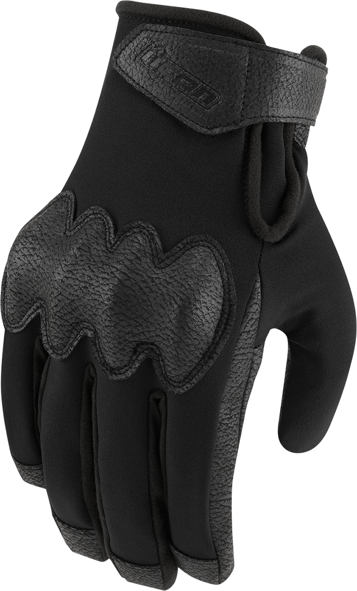 Black ICON PDX3™ gloves in XL size, featuring textured material and reinforced palm for enhanced grip and durability.