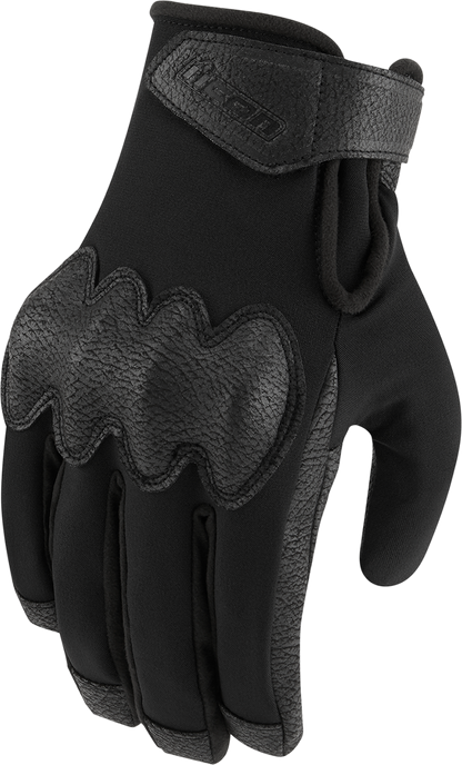 Black ICON PDX3™ gloves in XL size, featuring textured material and reinforced palm for enhanced grip and durability.
