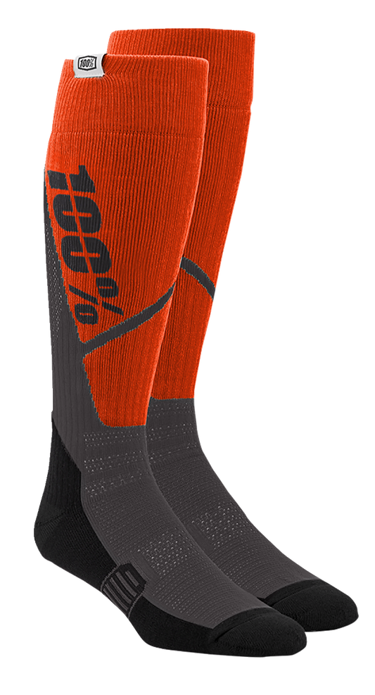 100% Torque Comfort Moto Socks - Orange/Charcoal - Small/Medium 20053-00007 - Howling Moto