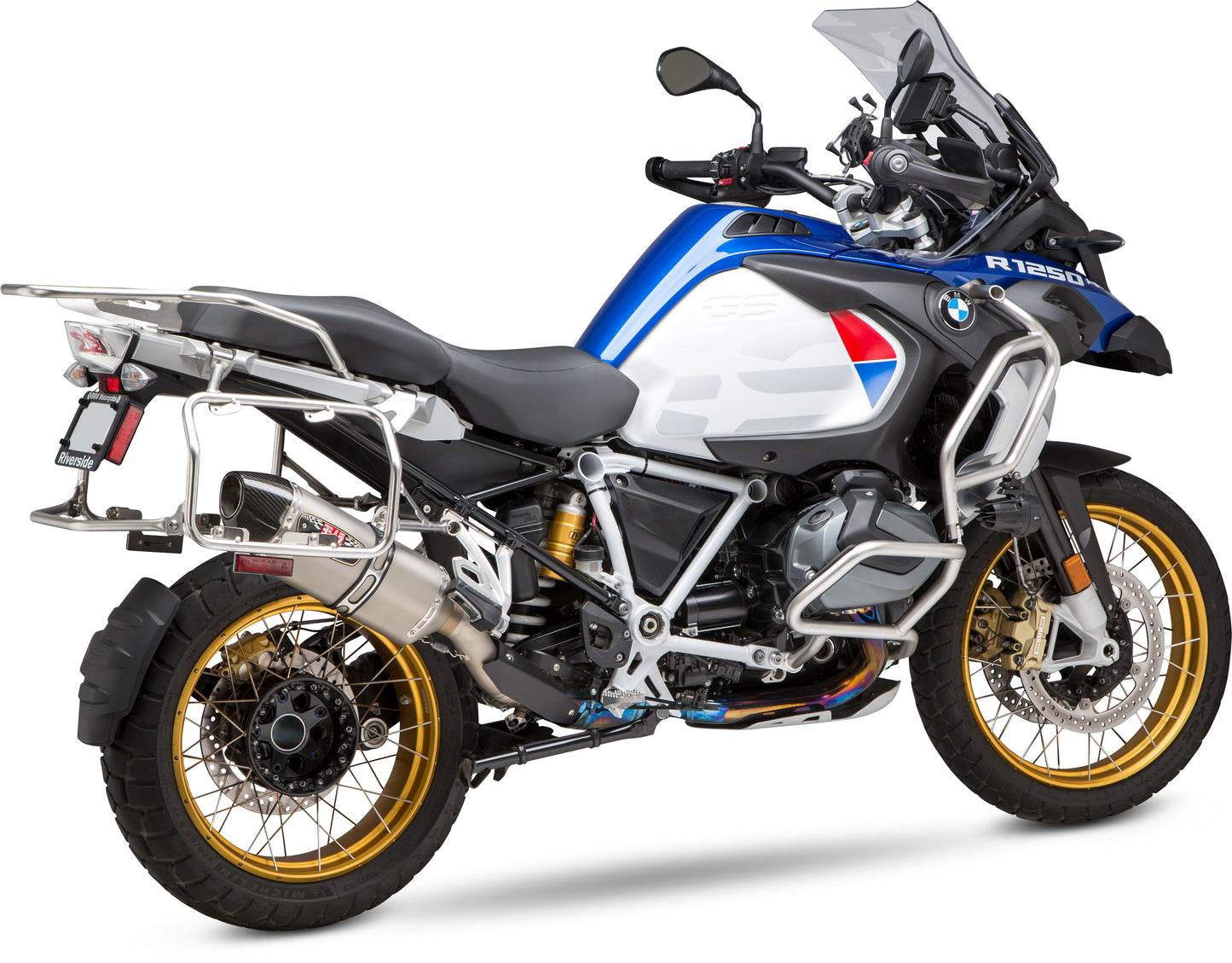 YOSHIMURA Yoshimura Exhaust Street R 77 Slip-On SS CF Works motorcycle exhaust with stainless steel and carbon fiber finish.