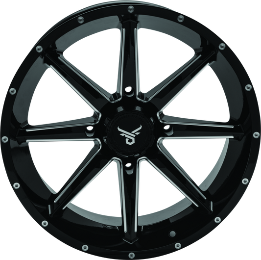QuadBoss Slicer 18x7 powersports wheel with 4/156 bolt pattern, showcasing rugged design and durable construction.