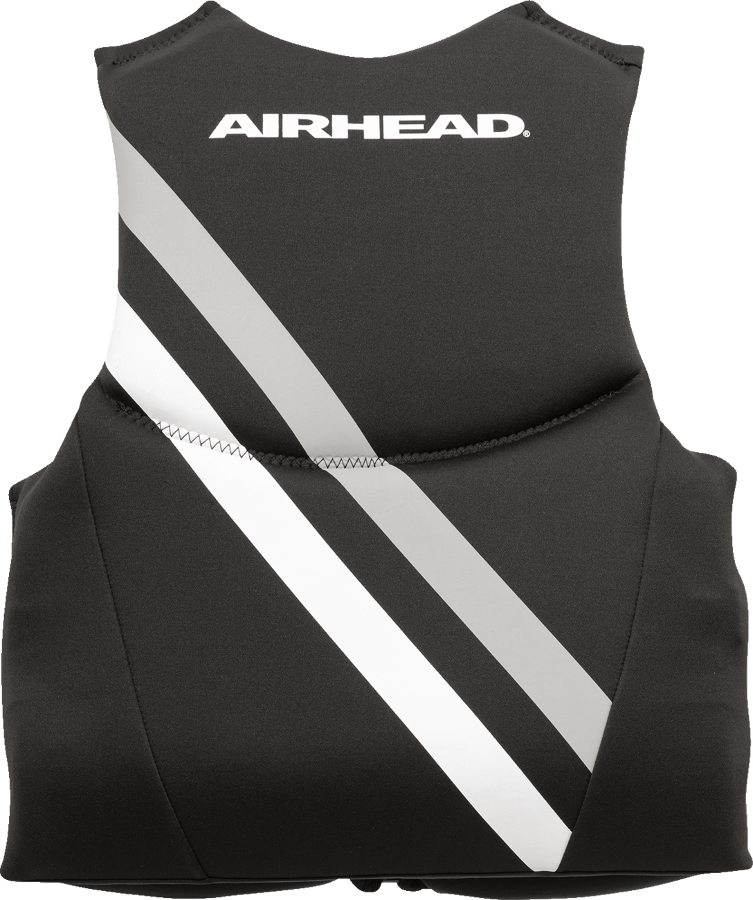 Black and white AIRHEAD SPORTS GROUP youth Orca vest for water activities, featuring adjustable straps and buoyant foam.