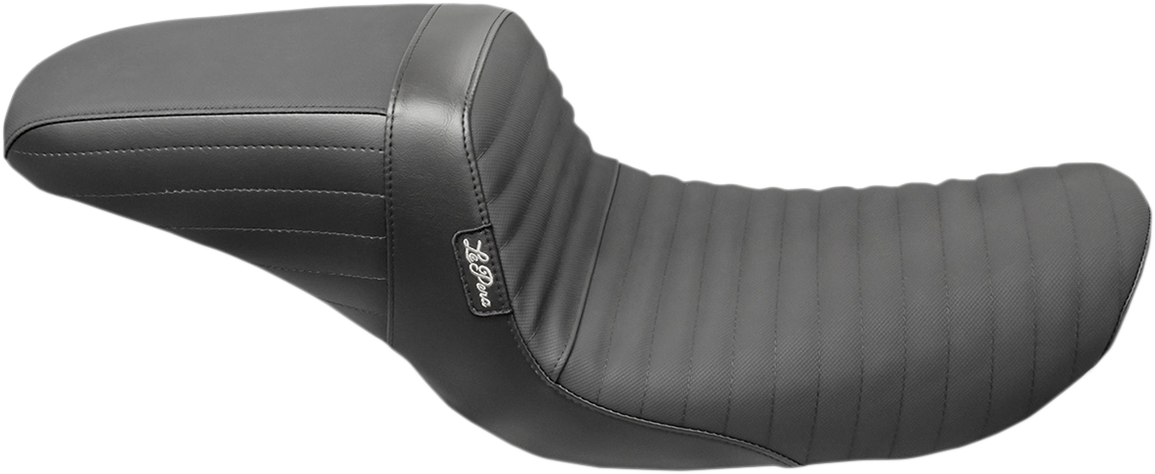 Black LePera Kickflip pleated motorcycle seat with grippable tape, designed for Harley FXD Dyna models 1996–2003.