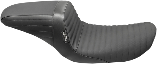 Black LePera Kickflip pleated motorcycle seat with grippable tape, designed for Harley FXD Dyna models 1996–2003.