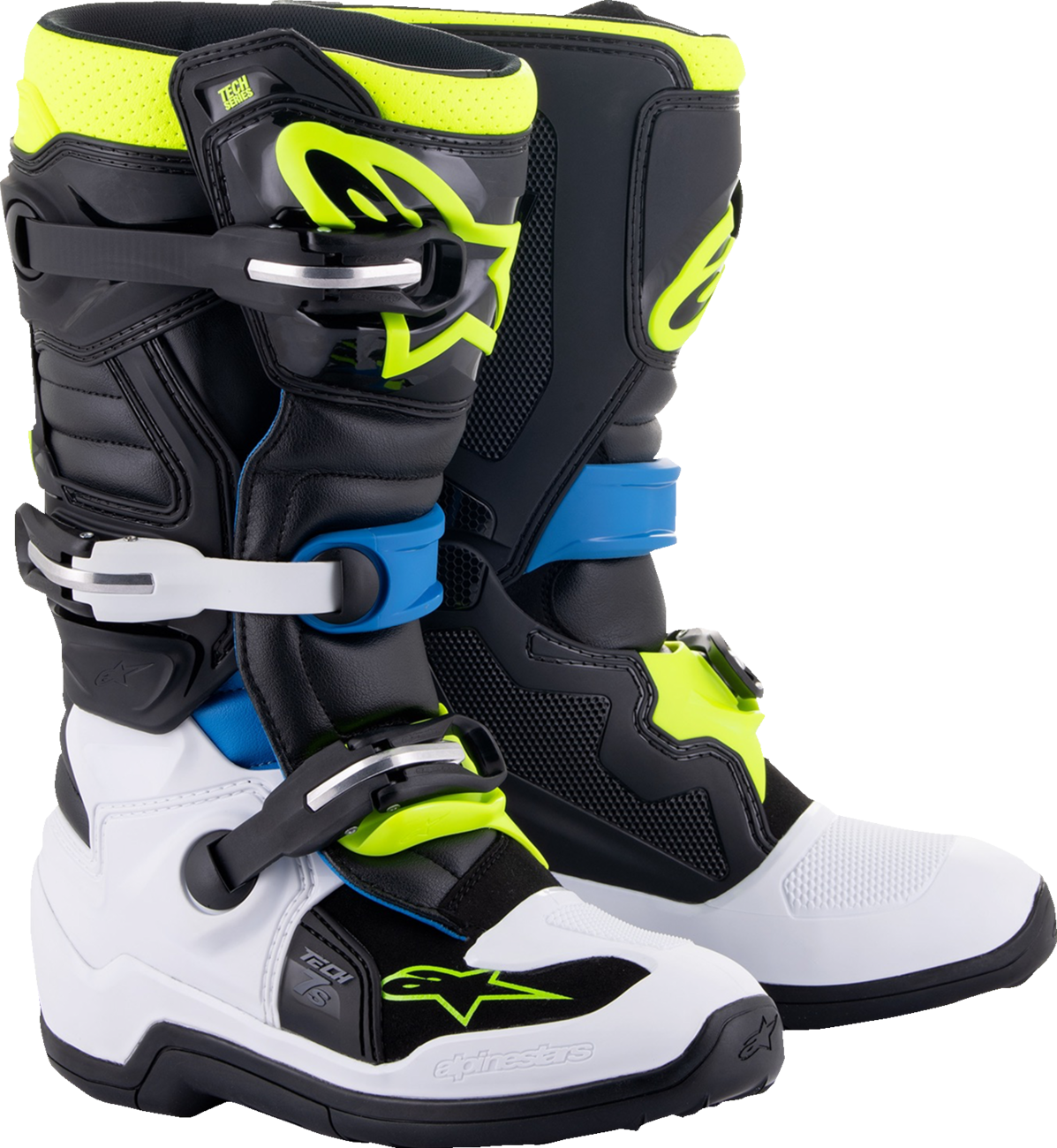 ALPINESTARS Youth Tech 7S Boots - Black/Blue/Yellow - US 4 2015017-1795-4 - Howling Moto