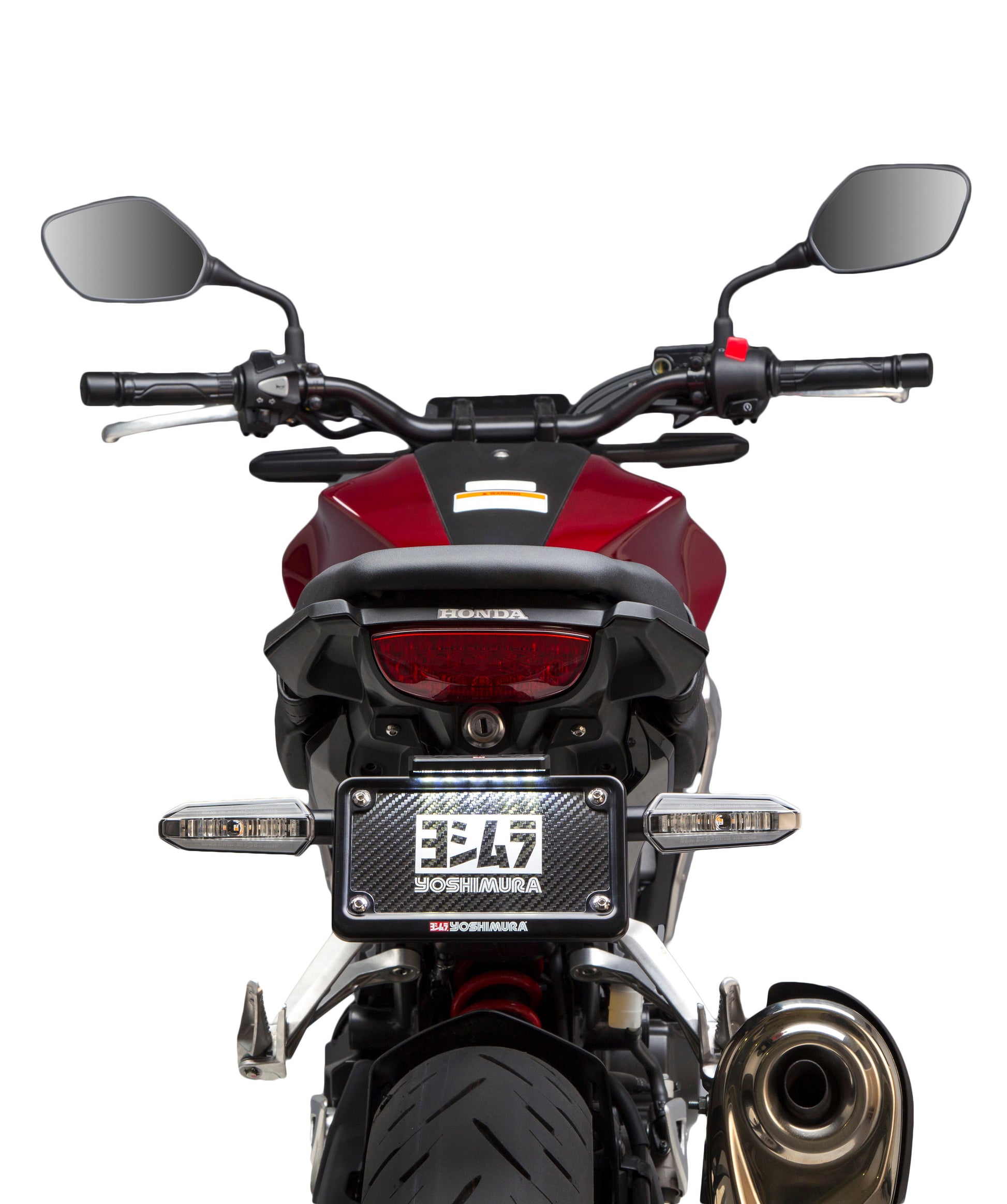 YOSHIMURA Fender Eliminator Kit for Honda motorcycle models, shown on a sleek black bike with compact, streamlined design.