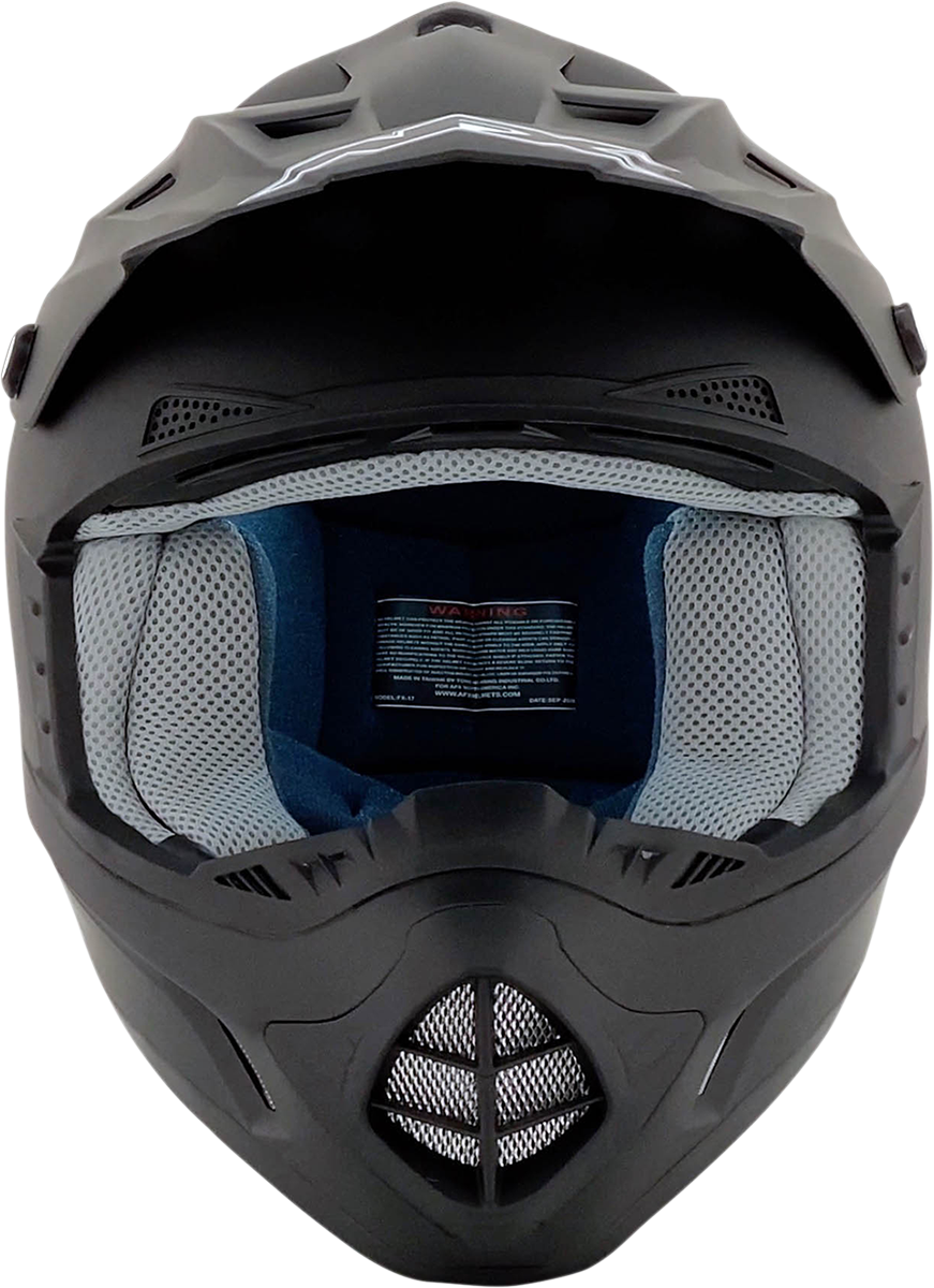 Bill's Exhausts AFX FX-17 helmet in matte black, XS size, featuring a sleek, aerodynamic motorcycle helmet design.