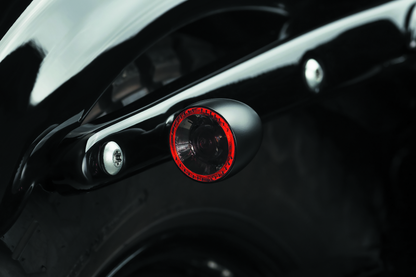 Kuryakyn Bullet 1000 LED turn signal light with white/amber clear lens and satin black housing for powersports vehicles