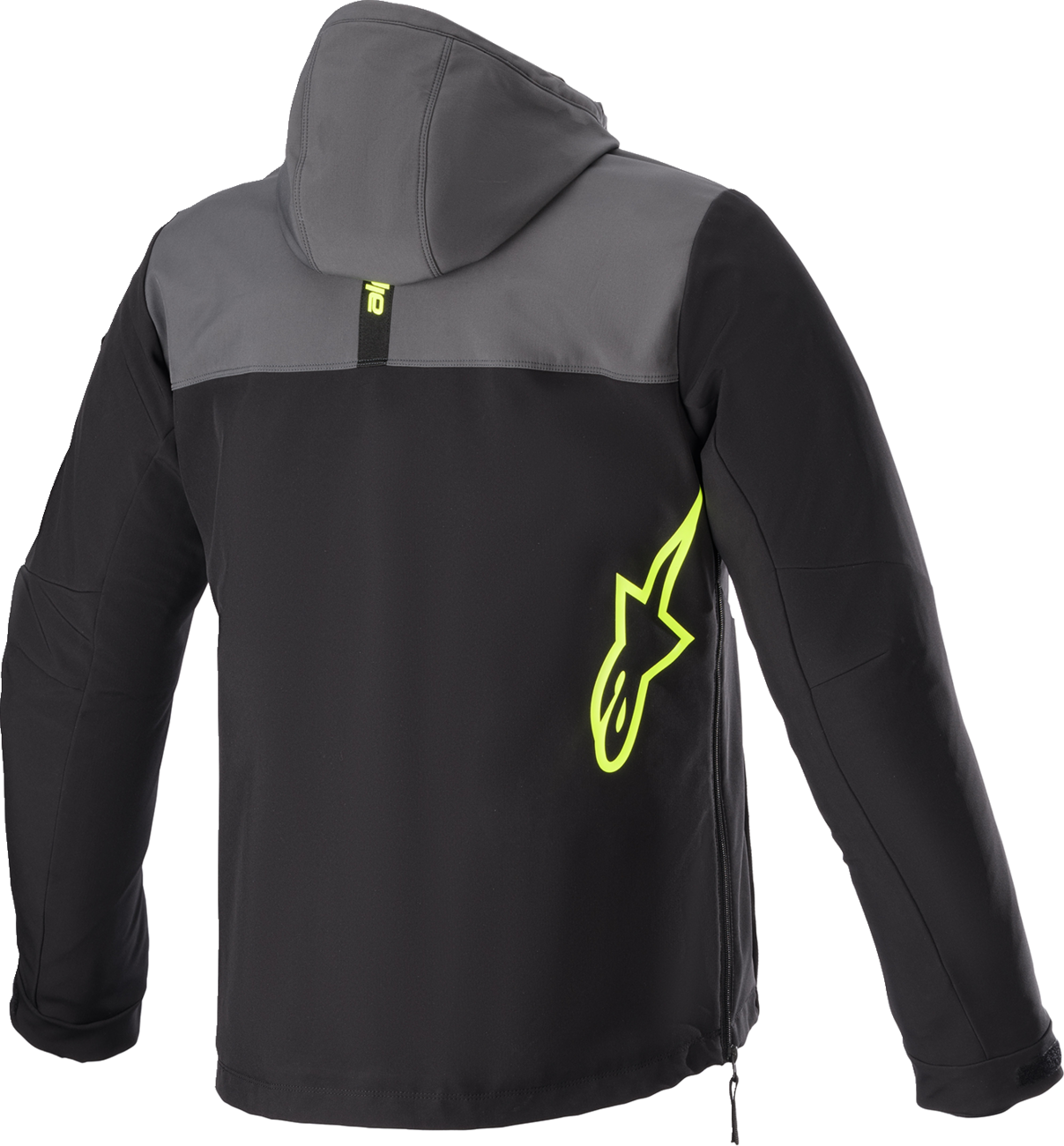 Alpinestars Sherpa Jacket in black, gray, and yellow, size medium, featuring a cozy sherpa lining and stylish design.
