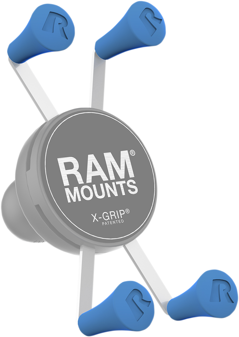 Blue RAM MOUNTS Post Caps X-Grip engine part, designed for secure mounting, by Bill's Exhausts.