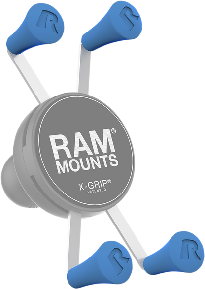 Blue RAM MOUNTS Post Caps X-Grip engine part, designed for secure mounting, by Bill's Exhausts.