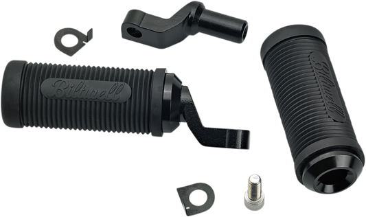 Black BILTWELL Norman Step Foot Pegs for Softail motorcycles, featuring durable body design for comfortable riding.