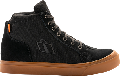 Black ICON Carga CE™ boots by Bill's Exhausts in US 8.5, showing the sturdy leather construction and ankle support design.