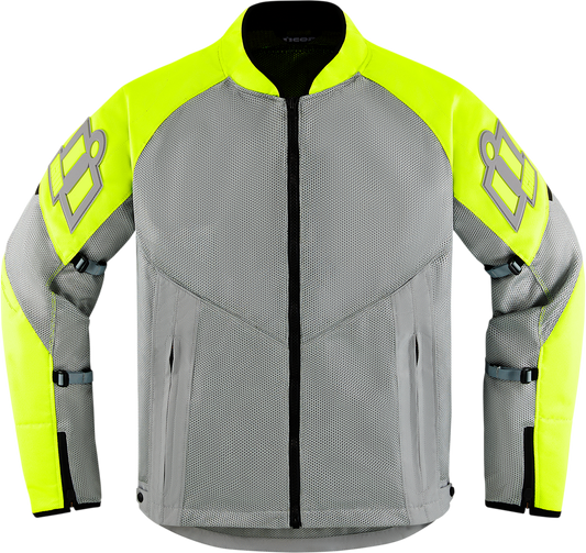 Bill's Exhausts ICON Mesh AF™ Jacket in gray and hi-vis, 2XL, featuring breathable mesh fabric and reflective details.