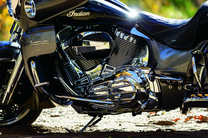 Kuryakyn chrome heel shift lever for Indian motorcycles, featuring a sleek design and durable metal construction.