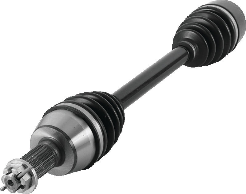QuadBoss Polaris Scrambler 850 rear left replacement axle for 2010-2013 models, shown in a close-up view.