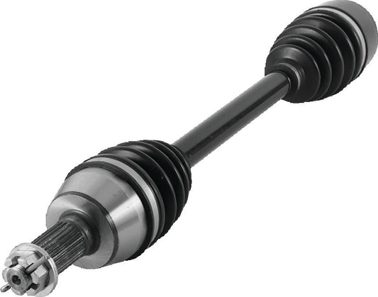QuadBoss Polaris Scrambler 850 rear left replacement axle for 2010-2013 models, shown in a close-up view.