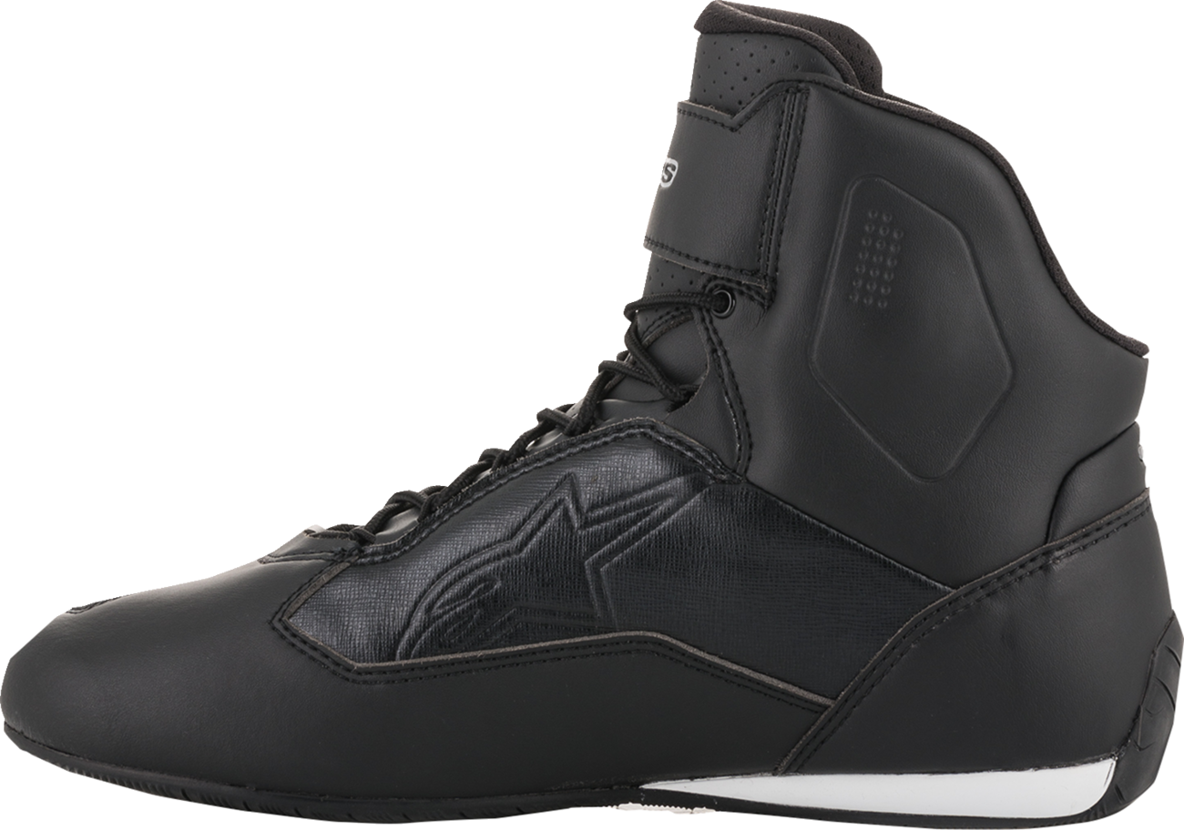 Alpinestars Stella Faster-3 black and silver riding shoes for women, US 10.5, featuring protective design and sporty style.