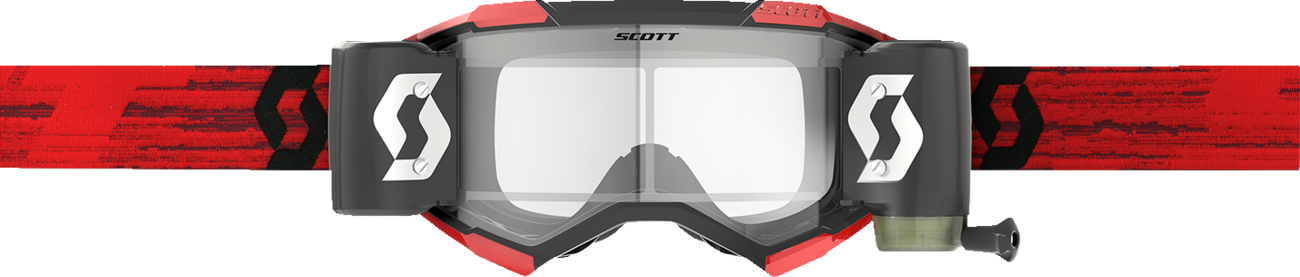 Bill's Exhausts SCOTT Fury WFS Goggles in dark red with clear lenses, designed for motorcycle riding protection.