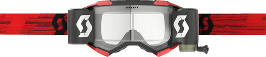 Bill's Exhausts SCOTT Fury WFS Goggles in dark red with clear lenses, designed for motorcycle riding protection.