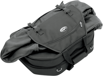 Bill's Exhausts SADDLEMEN Tour-Pak luggage bag mounted on a motorcycle seat for touring and storage.
