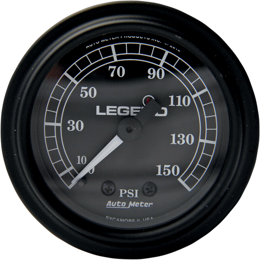 Legend Suspension black LED backlit PSI gauge mounted on fairing, showcasing precision suspension monitoring for motorcycles.