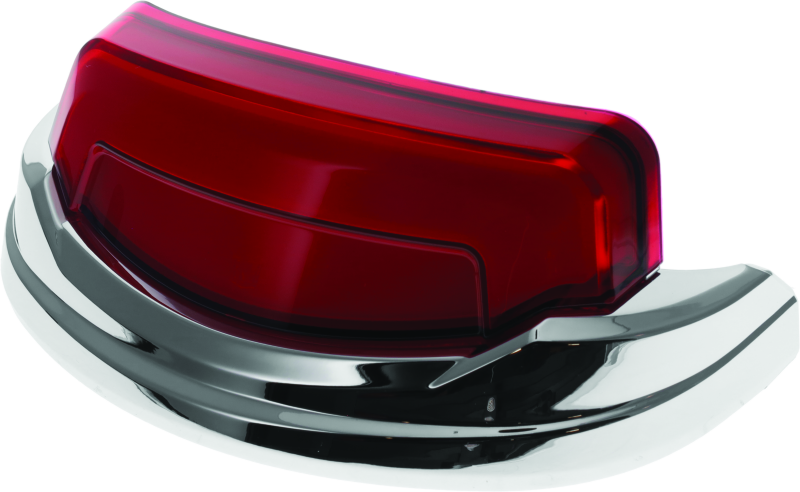 Kuryakyn Tracer rear fender tip light with chrome finish and red lens on Harley Davidson Ultra Classic or Road Glide motorcycle