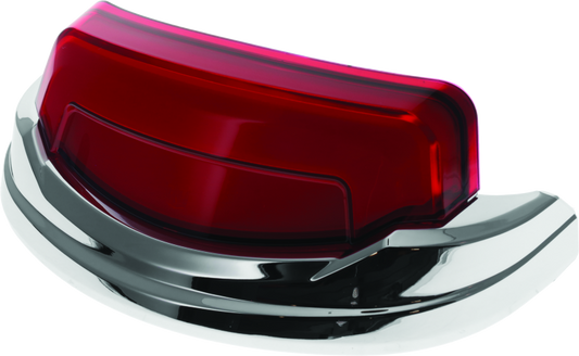 Kuryakyn Tracer rear fender tip light with chrome finish and red lens on Harley Davidson Ultra Classic or Road Glide motorcycle