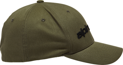 Black Alpinstars Linear Hat in small/medium size with military style, featuring the Alpinstars logo and design elements.