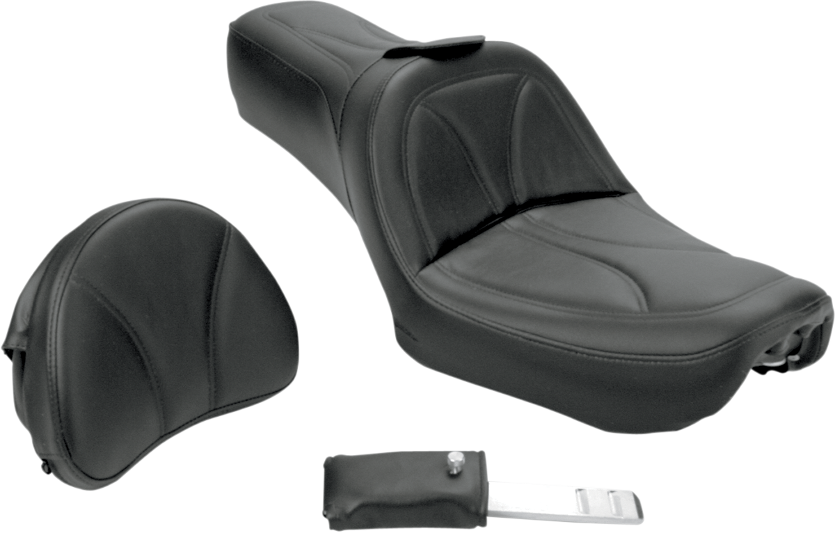 SADDLEMEN King Seat with backrest for FXD 2004-2005 motorcycle, featuring comfortable padded seat and sturdy construction.