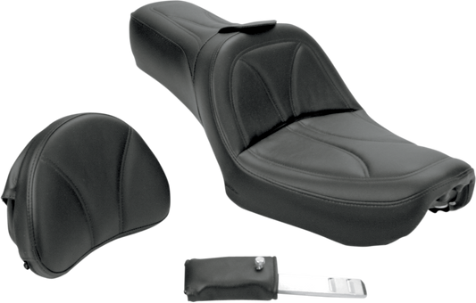 SADDLEMEN King Seat with backrest for FXD 2004-2005 motorcycle, featuring comfortable padded seat and sturdy construction.