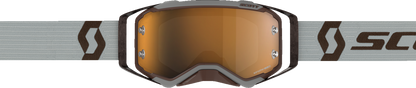 Scott Prospect Amplifier Goggles in gray and brown with gold chrome accents, designed for motorcycle riding.
