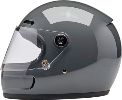 BILTWELL Gringo SV motorcycle helmet in gloss storm gray, small size, with aerodynamic design and adjustable strap.