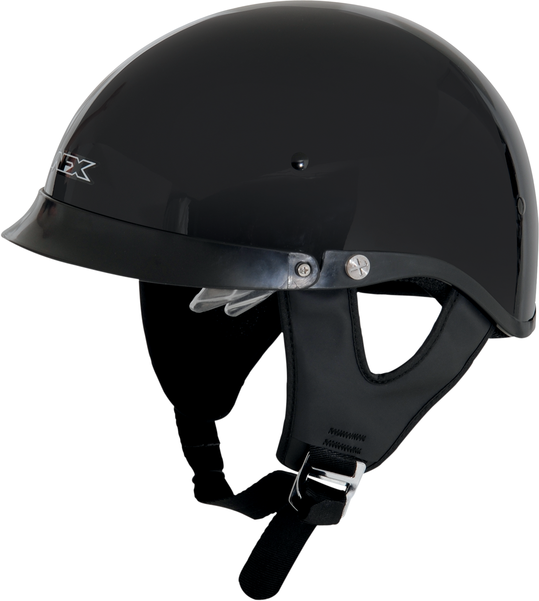 Black AFX FX-200 helmet in XS size with a sleek design, featuring smooth surface and secure strap for motorcycle riding.