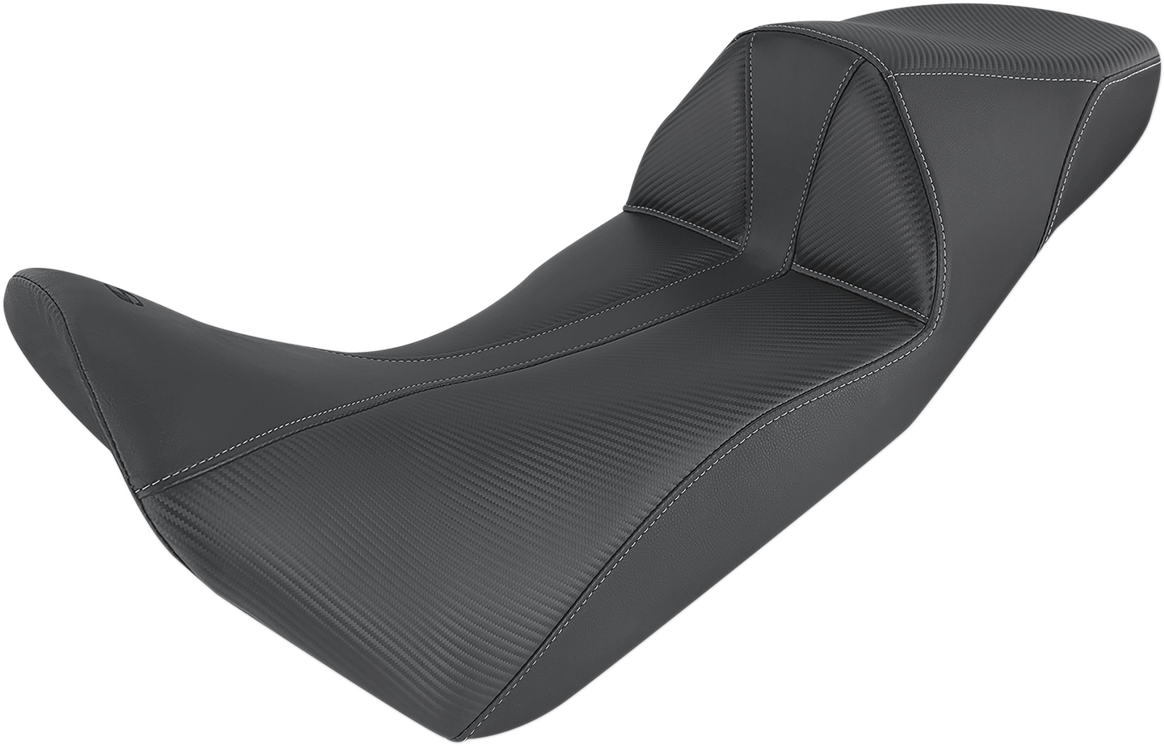 Black SADDLEMEN Adventure Tour Seat for Africa Twin, one-piece, low-profile, stitched design, motorcycle seat by Bill's Exhausts