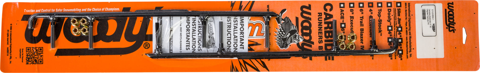 WOODYS, Woody's EYV3-6550 4-Inch Carbide Runner for Yamaha Snowmobiles