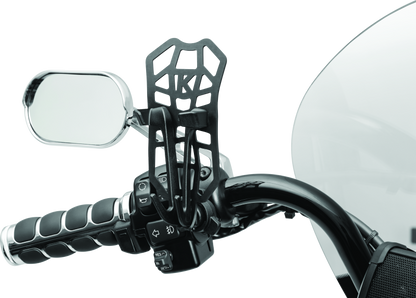Kuryakyn Free-Flex Device Holder with Perch Screw Mount in black, motorcycle handlebar mount for smartphones or GPS devices.