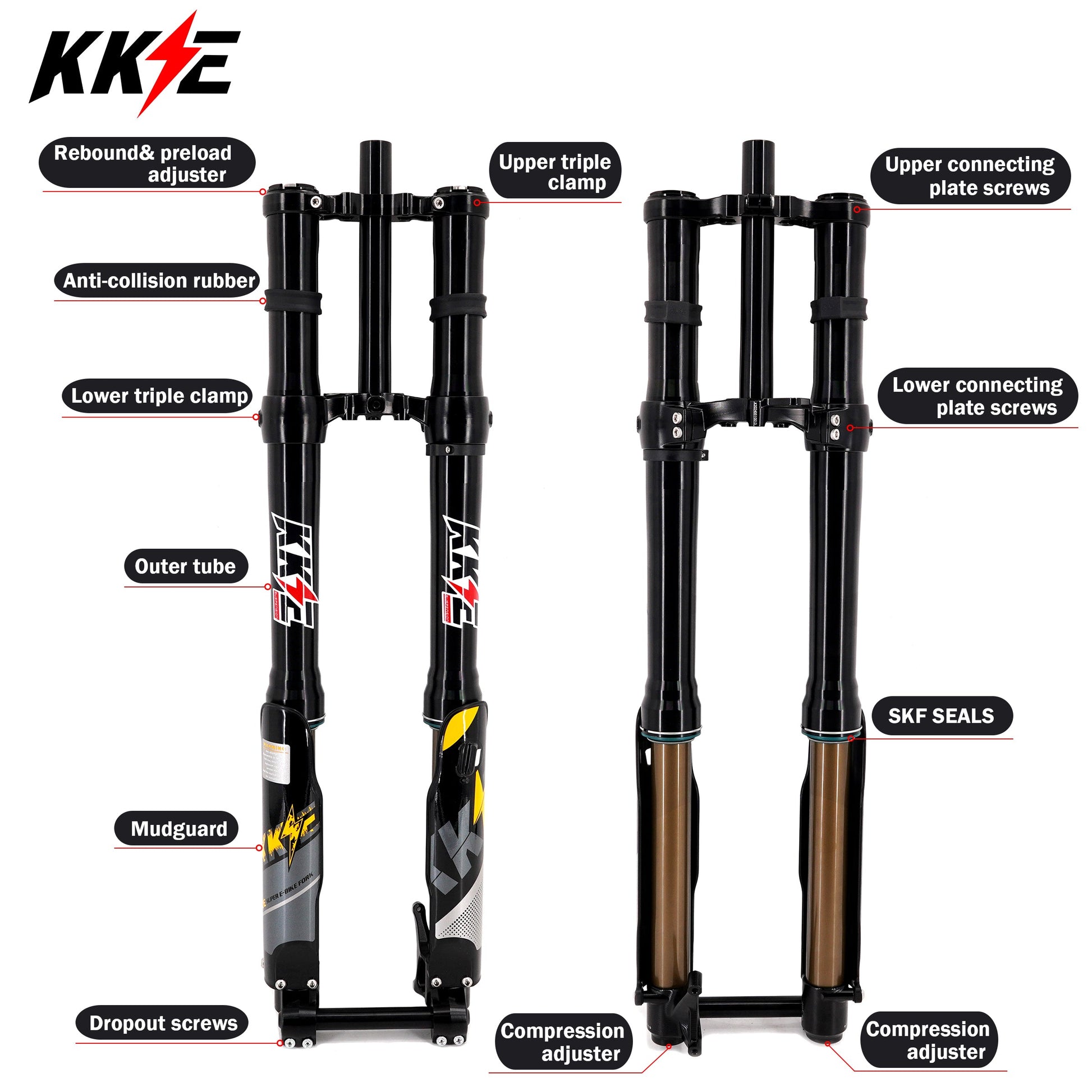 KKE 37MM Aluminum Front Fork Suspension Kit Fit SURRON Light Bee, E-Ride Pro-SS, Talaria Sting MX3/MX4/R (Collective) - Howling Moto