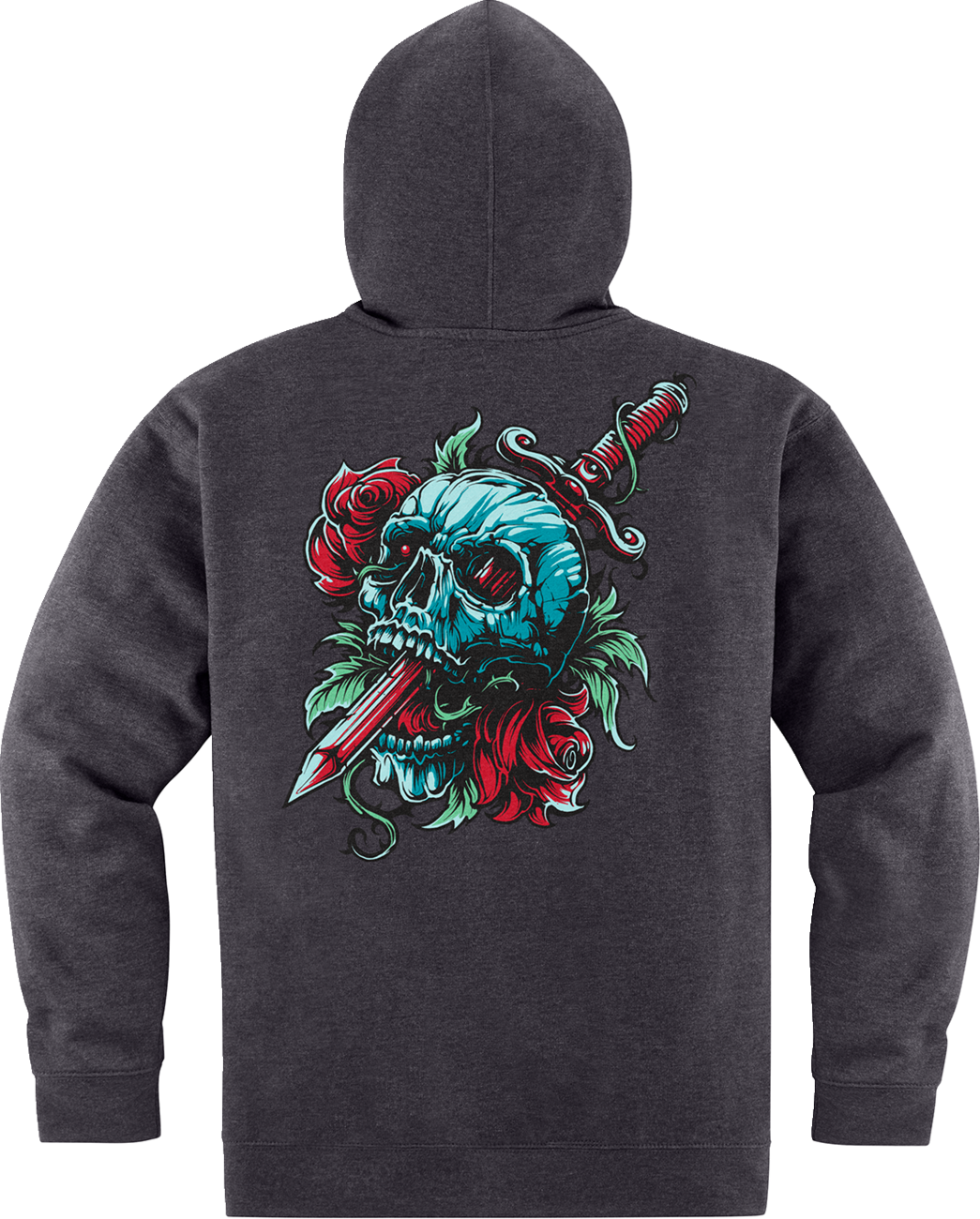 Black ICON Omnicrux Zip Fleece Hoodie by Bill's Exhausts in medium, featuring a zip front and soft fleece fabric.