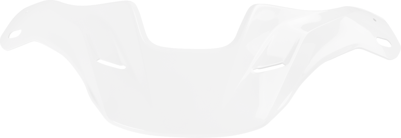 White ARAI XD-5 helmet with peak visor, featuring sleek design and detailed graphics for motorcycle riding protection.
