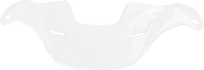White ARAI XD-5 helmet with peak visor, featuring sleek design and detailed graphics for motorcycle riding protection.