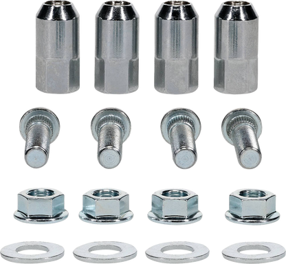 MOOSE OFFROAD Polaris wheel stud and nut kit with multiple studs and nuts for off-road vehicle wheel installation.