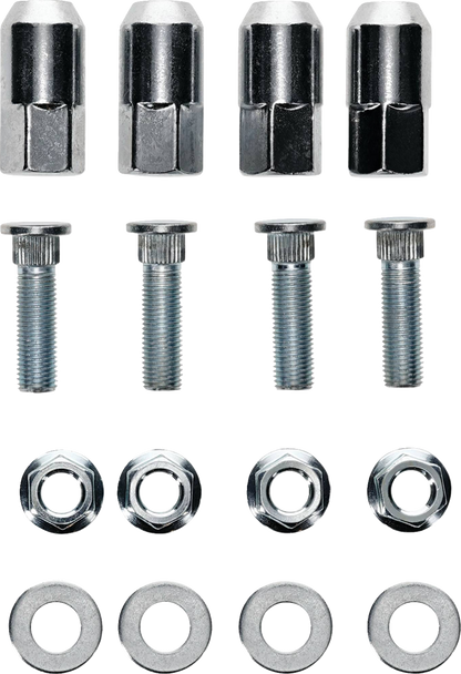 MOOSE OFFROAD wheel stud and nut kit for Polaris vehicles, featuring metal studs and nuts for secure wheel attachment.
