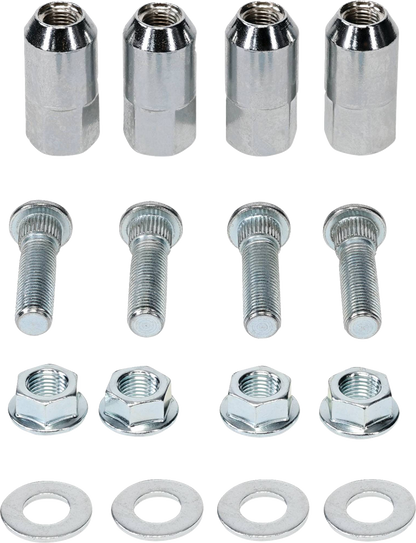 MOOSE OFFROAD wheel stud and nut kit for Polaris vehicles, featuring metal studs and nuts for secure wheel attachment.