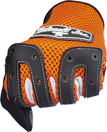 BILTWELL Anza Gloves in bright orange, 2XL size, featuring durable material and detailed stitching for motorcycle riding protection.