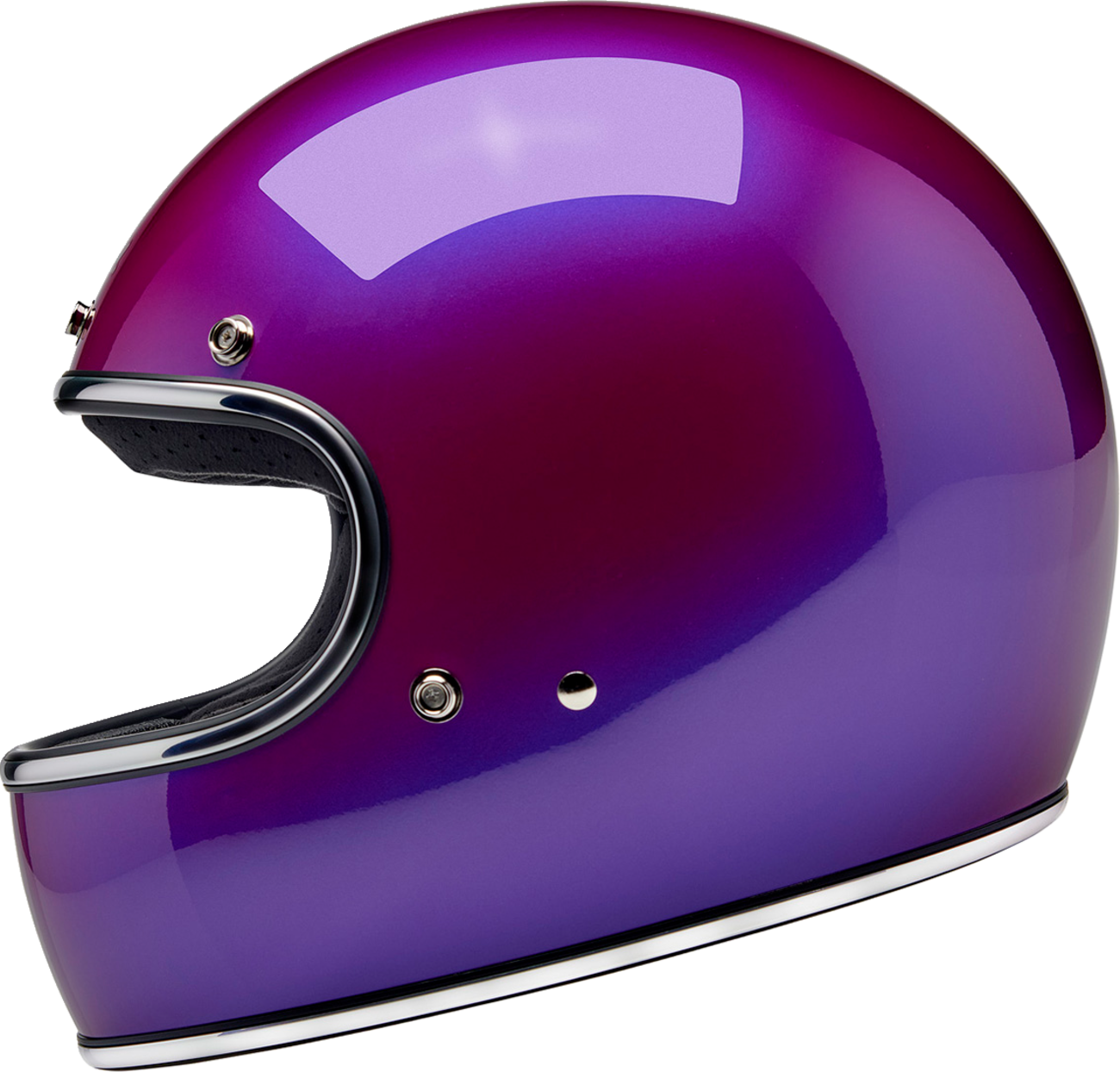 BILTWELL Gringo Helmet in metallic grape color, medium size, featuring a sleek helmet design with matte finish.