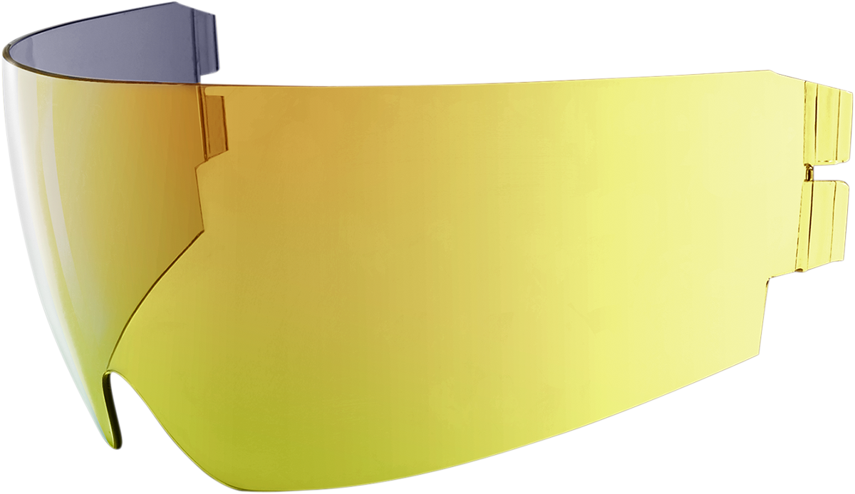 Bill's Exhausts ICON Alliance GT/Airflite/Airform Dropshield RST Gold helmet parts, close-up view of the helmet shield.