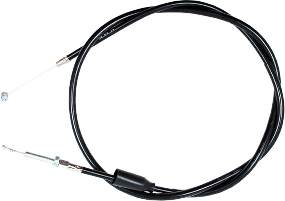 Black vinyl clutch cable by MOTION PRO, part 04-0127, showing the cable with protective black covering and metal ends.
